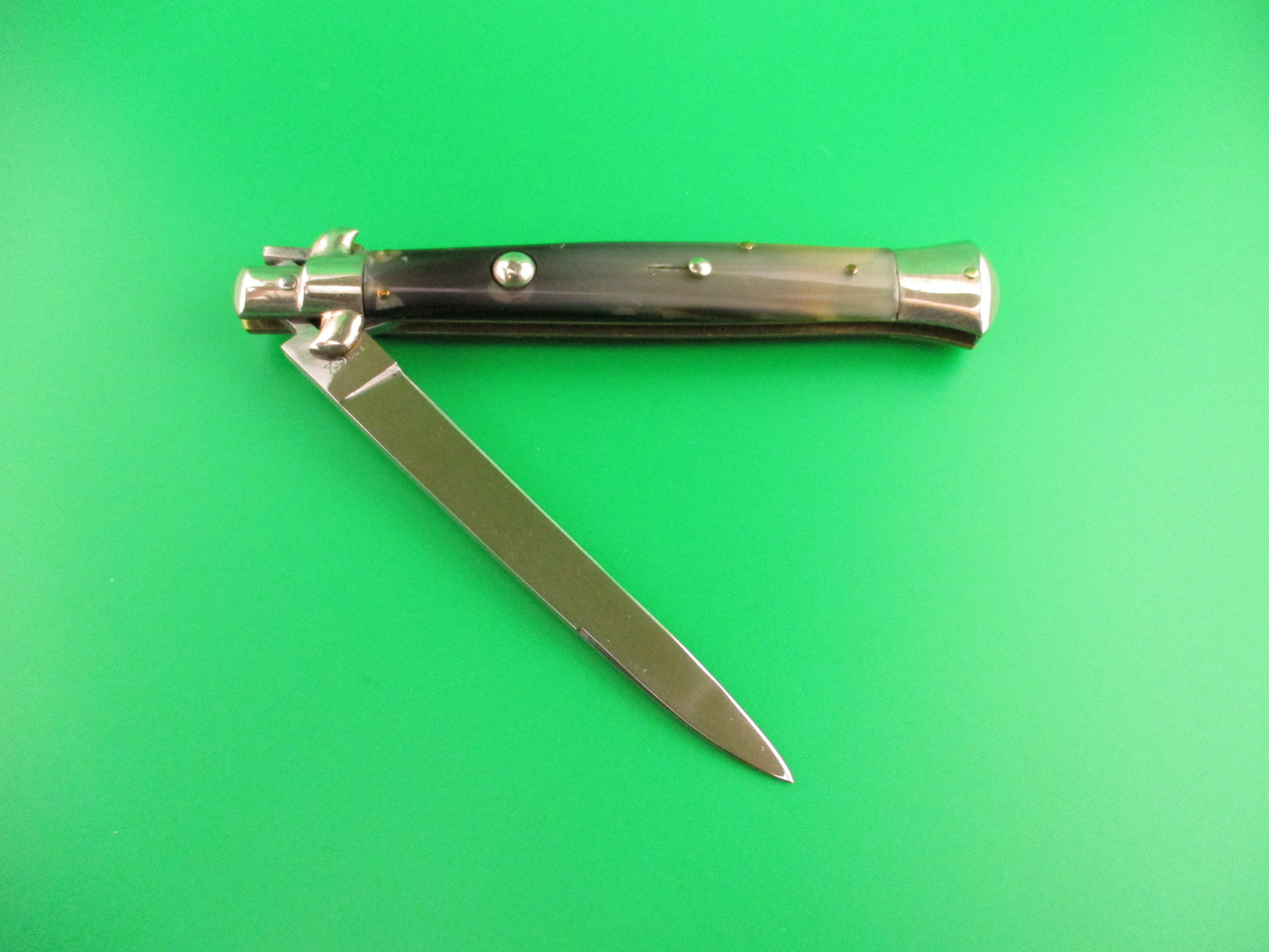 INOX PATENT 27cm Vintage Italian Stiletto BOBC Black & Green automatic knife
