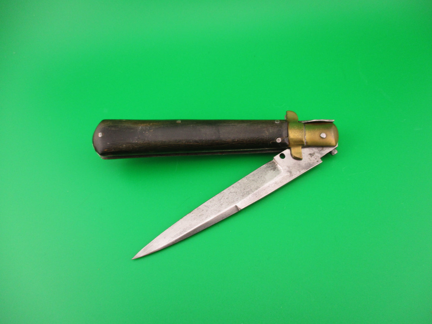 CAMPOBOSSO 22cm Italian Picklock Brass & Horn 1940s vintage automatic knife