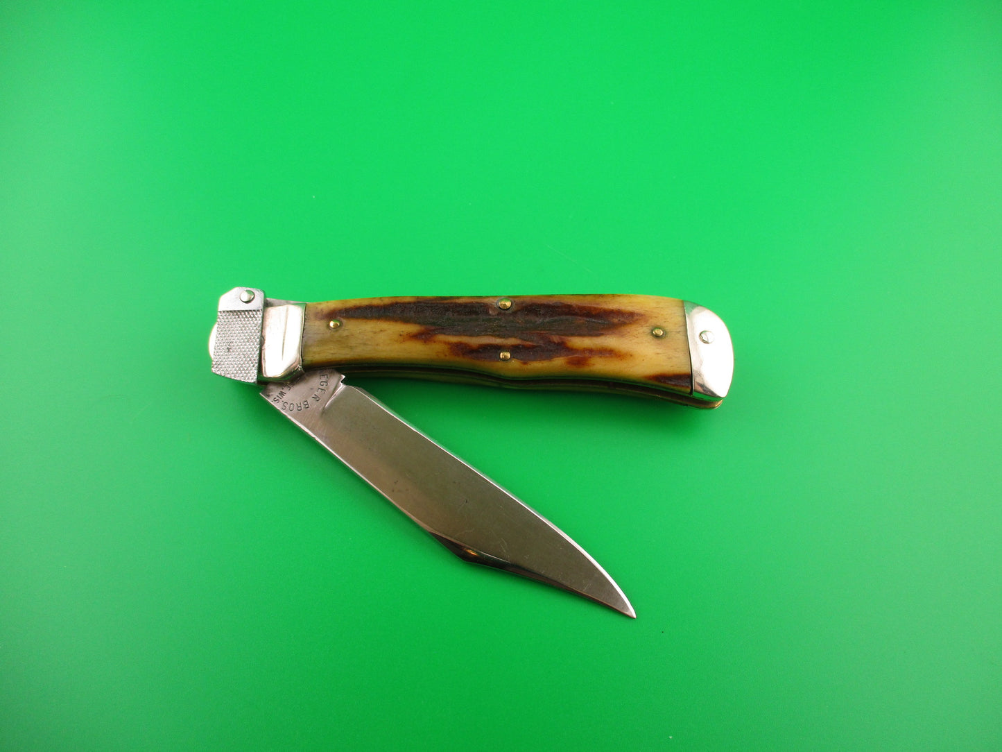 JAEGER BROS MARINETTE, WIS Stag Vintage Automatic knife Aerial Knife Co