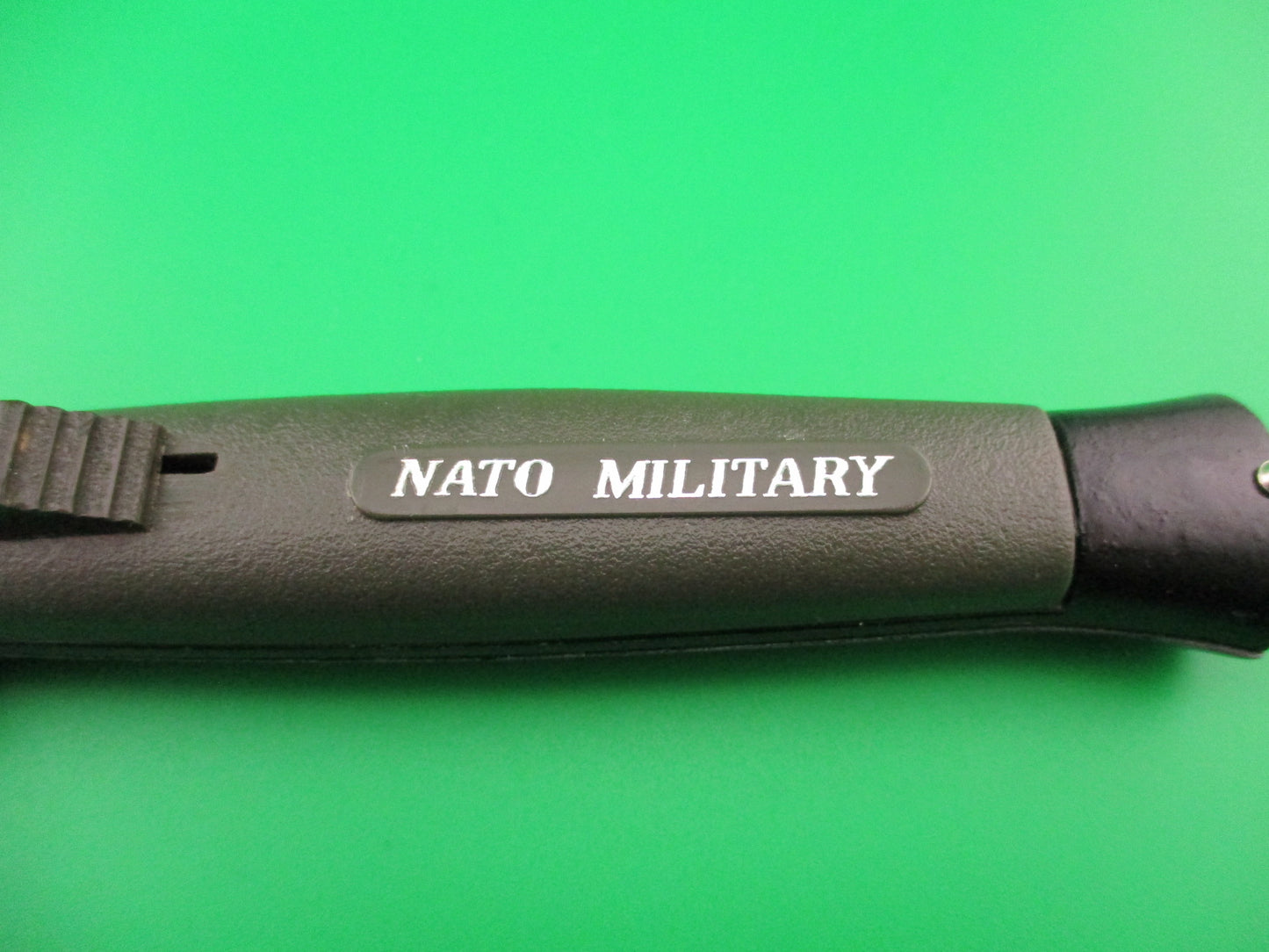 STAINLESS STEEL 20cm NATO MILITARY DA OTF green automatic knife black bolsters