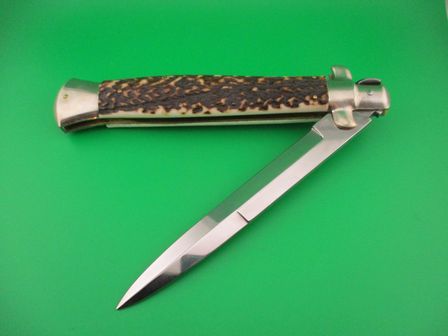 AGA CAMPOLIN ITALY 38cm Italian Picklock Stag stiletto 15 inch automatic knife