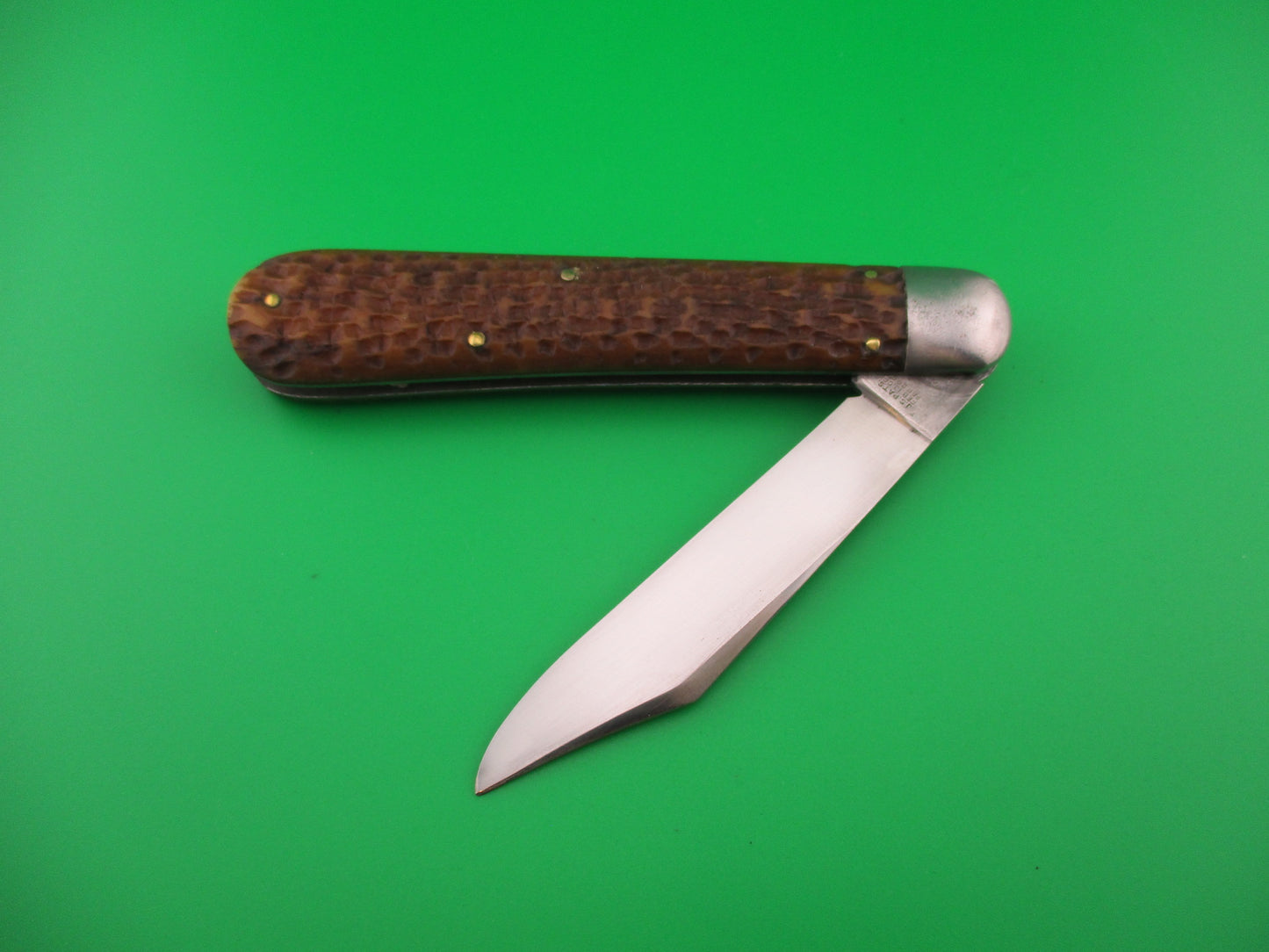SHAPLEIGH HDW CO 4 7/8" jigged bone Hunter Early vintage automatic knife