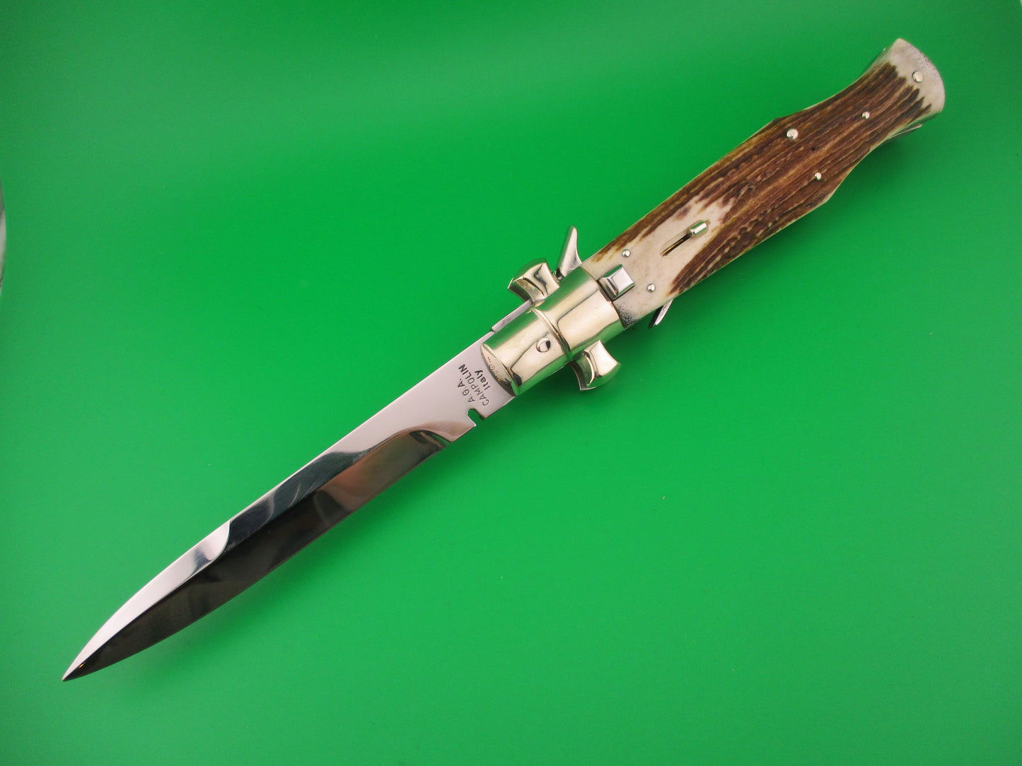 AGA CAMPOLIN ITALY 29cm Italian BLACK WIDOW Stag Fulcrum Wasp Square button knife