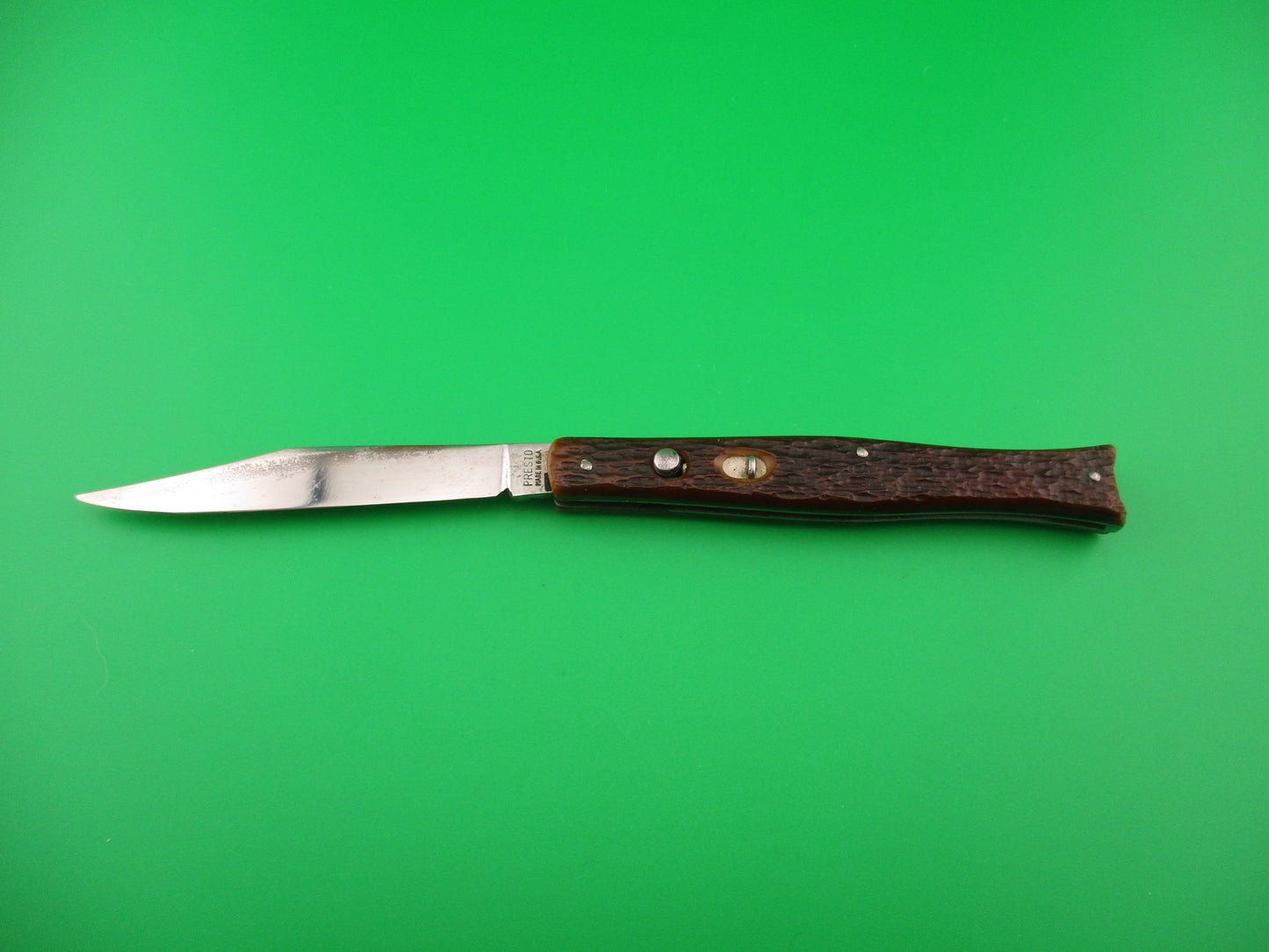 PRESTO #6000S Fishtail Jigged Bone scales Vintage switchblade knife