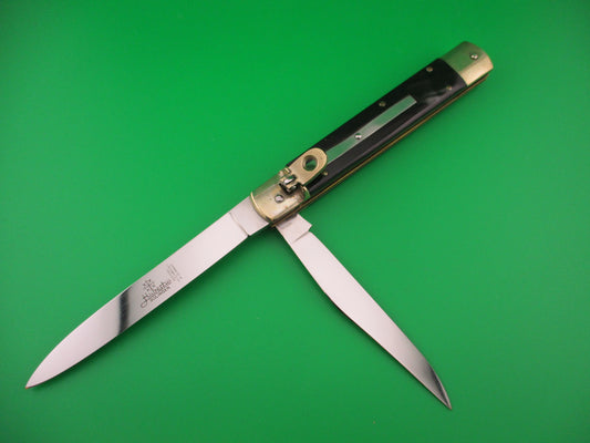 Hubertus 14cm West German Lever Large Horn Slimline 2 blade automatic knife
