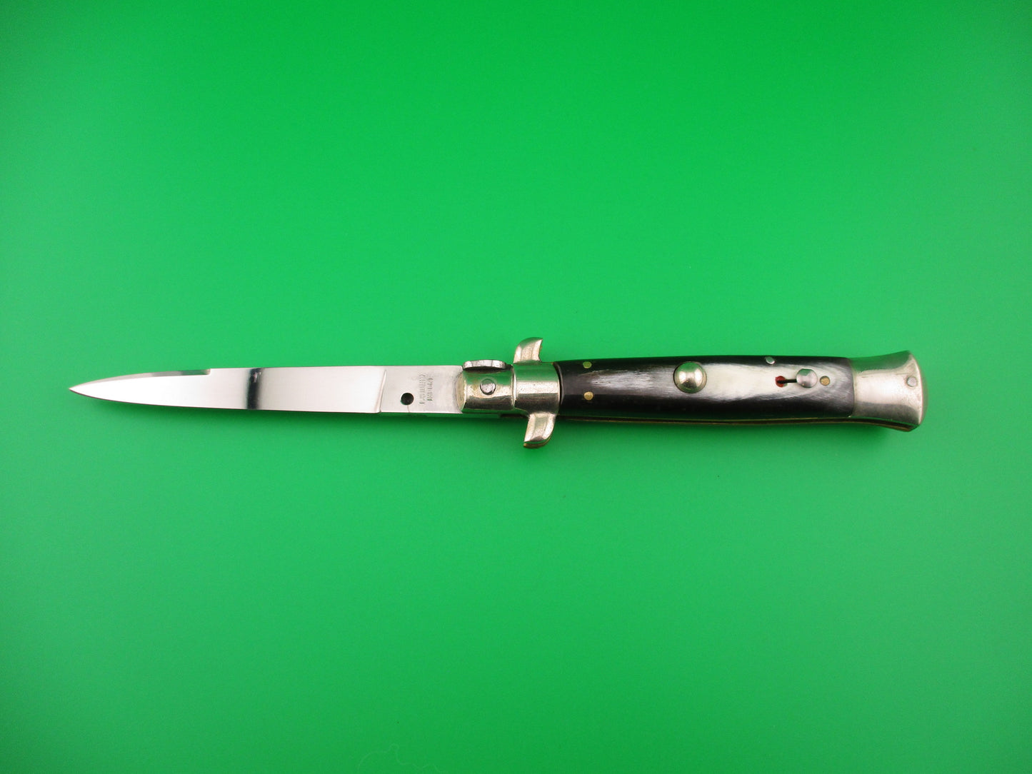 C. Jul Herbertz 21cm Italian Transitional Stiletto Horn Vintage 1960s NOS automatic knife