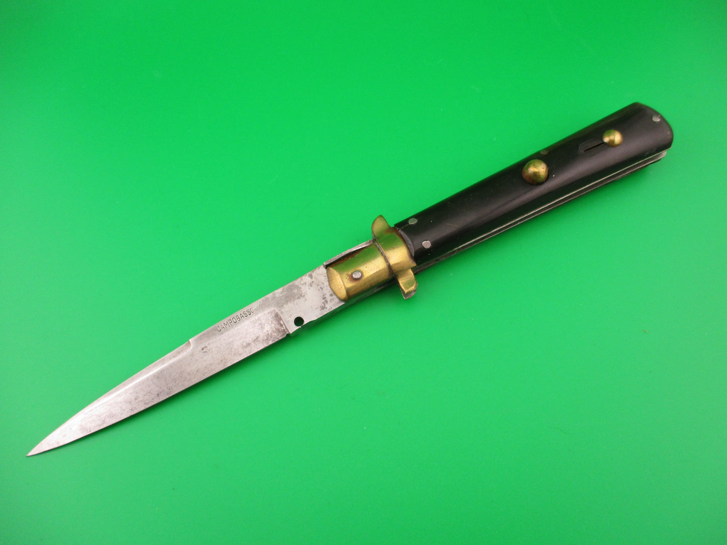 CAMPOBOSSO 22cm Italian Picklock Brass & Horn 1940s vintage automatic knife