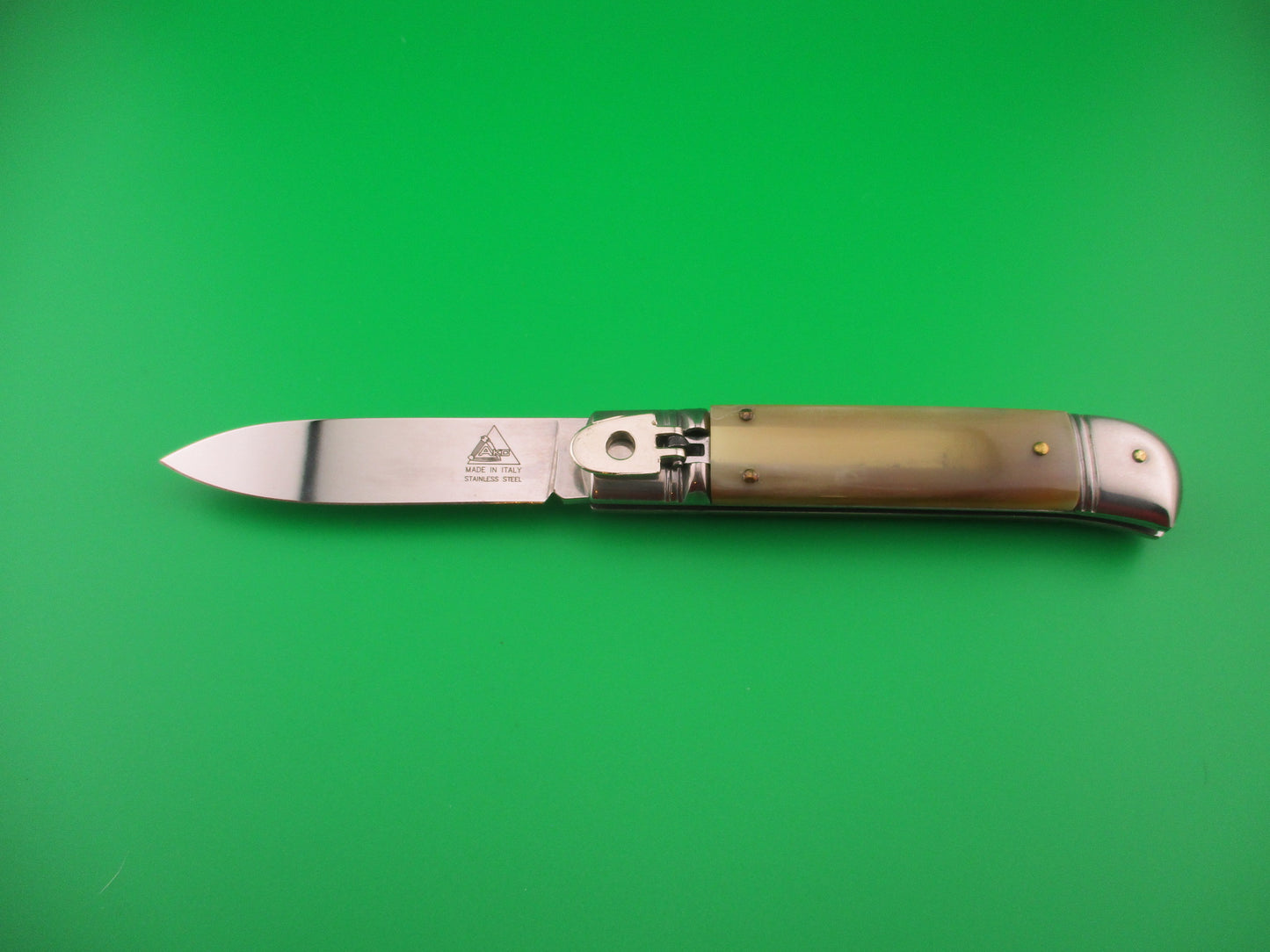 AKC MADE IN ITALY 20cm Italian Lever Honey Horn automatic knife