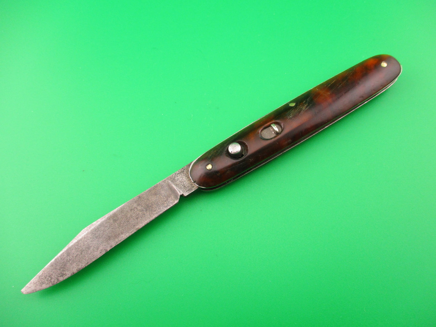 PRESTO single Cigar Tortoise celluloid handle switchblade knife