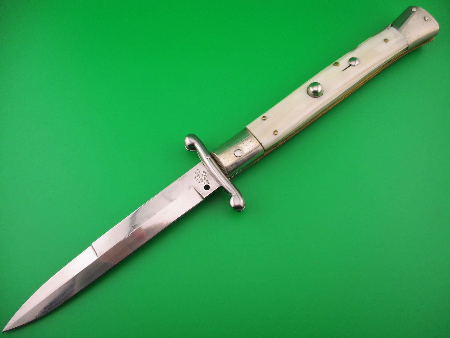 AGA CAMPOLIN 33cm Italian Swing Guard White Horn Pascotto automatic knife