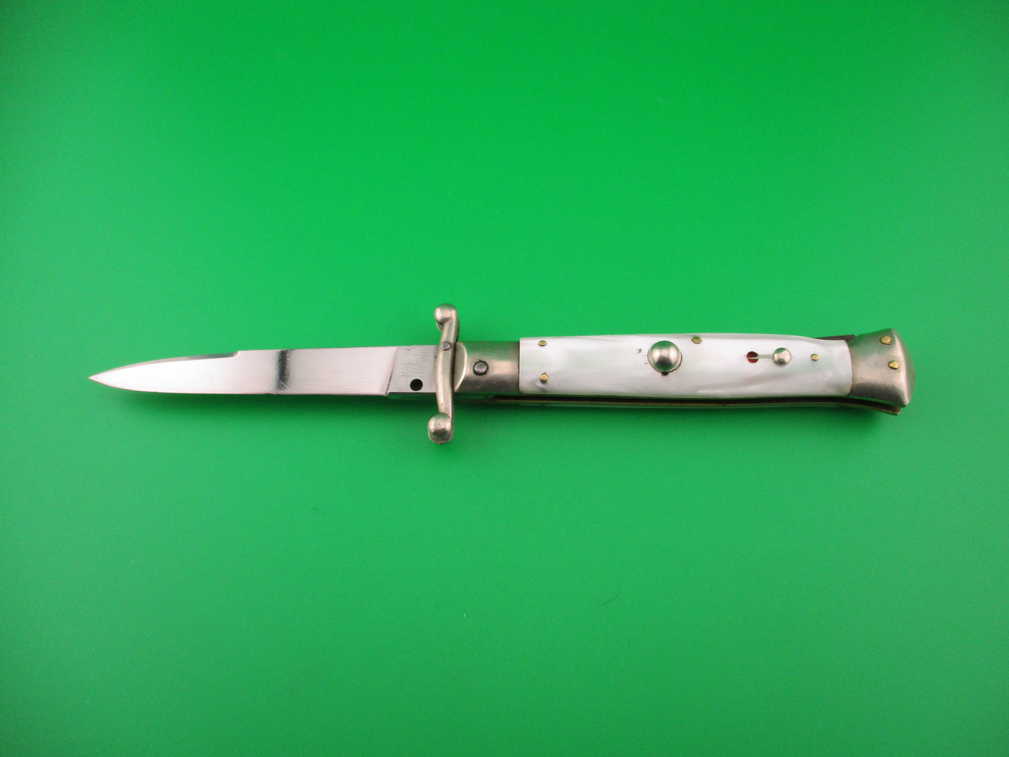 MADE IN ITALY INOXID 21cm Italian Pearlex Vintage Swing guard switchblade knife
