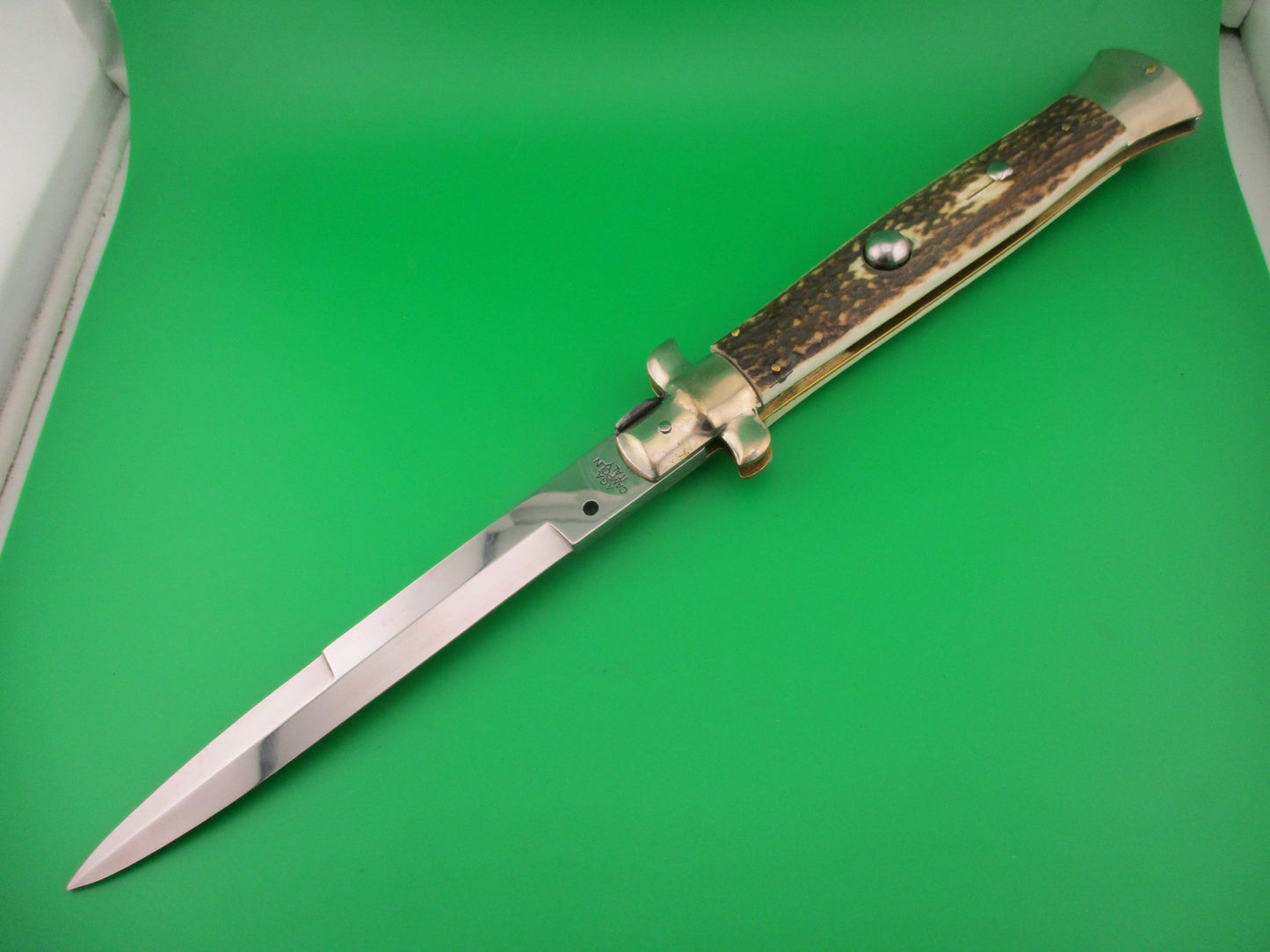 AGA CAMPOLIN ITALY 38cm Italian Picklock Stag stiletto 15 inch automatic knife