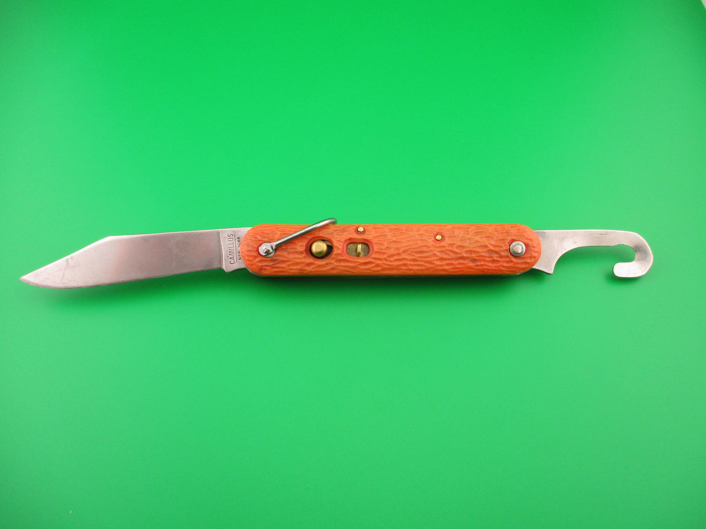 CAMILLUS vintage MC1 Orange paratrooper automatic knife with hook blade