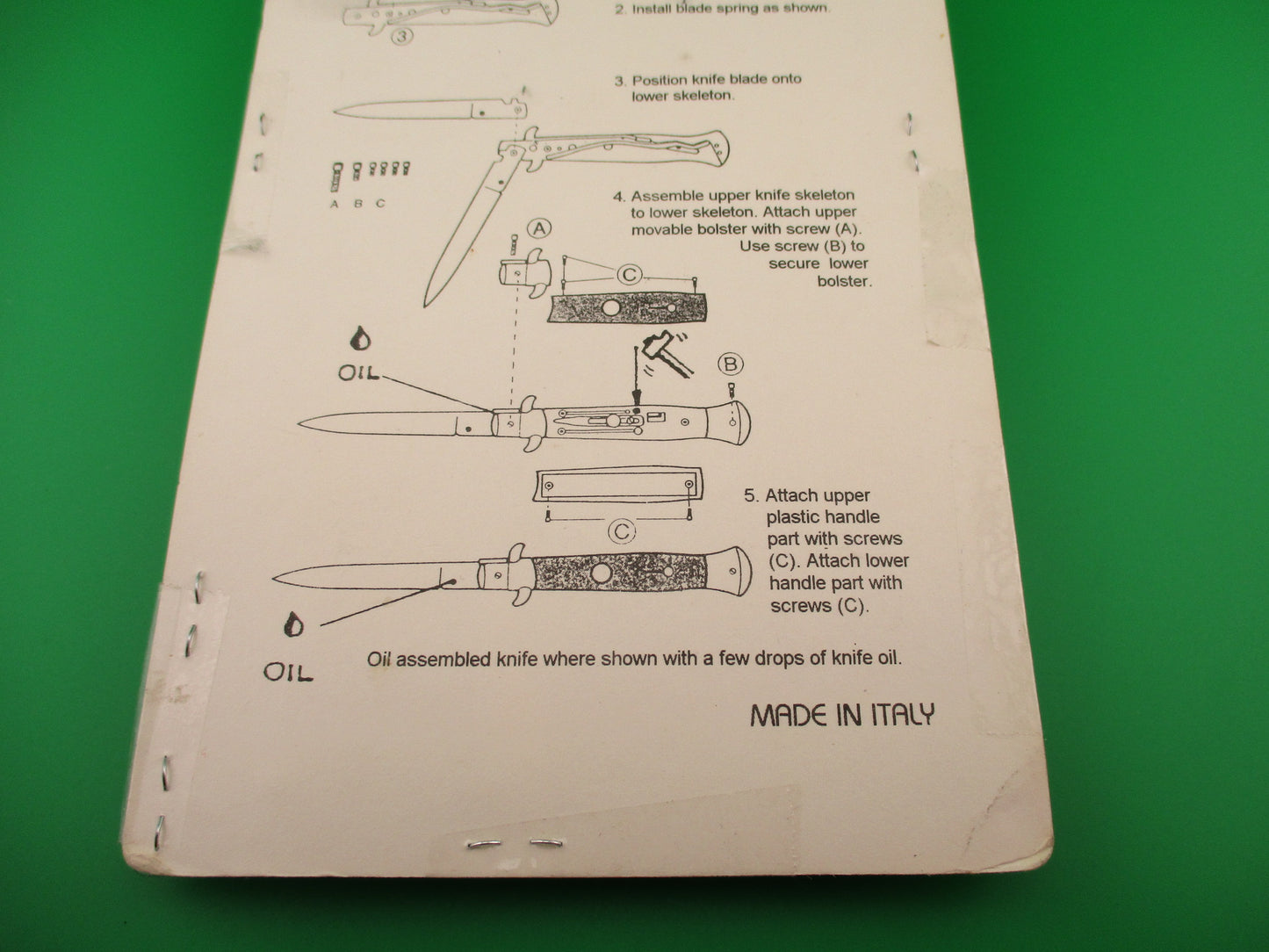 SWITCHBLADE KNIFE KIT Made in Italy 1980s Assemble your own 20cm Stiletto
