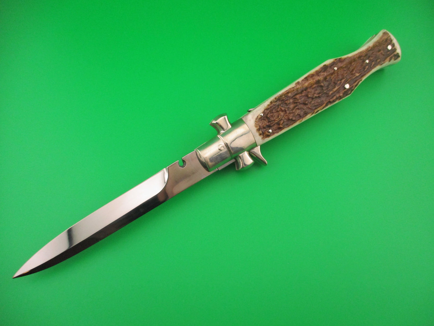 AGA CAMPOLIN ITALY 29cm Italian BLACK WIDOW Stag Fulcrum Wasp Square button knife