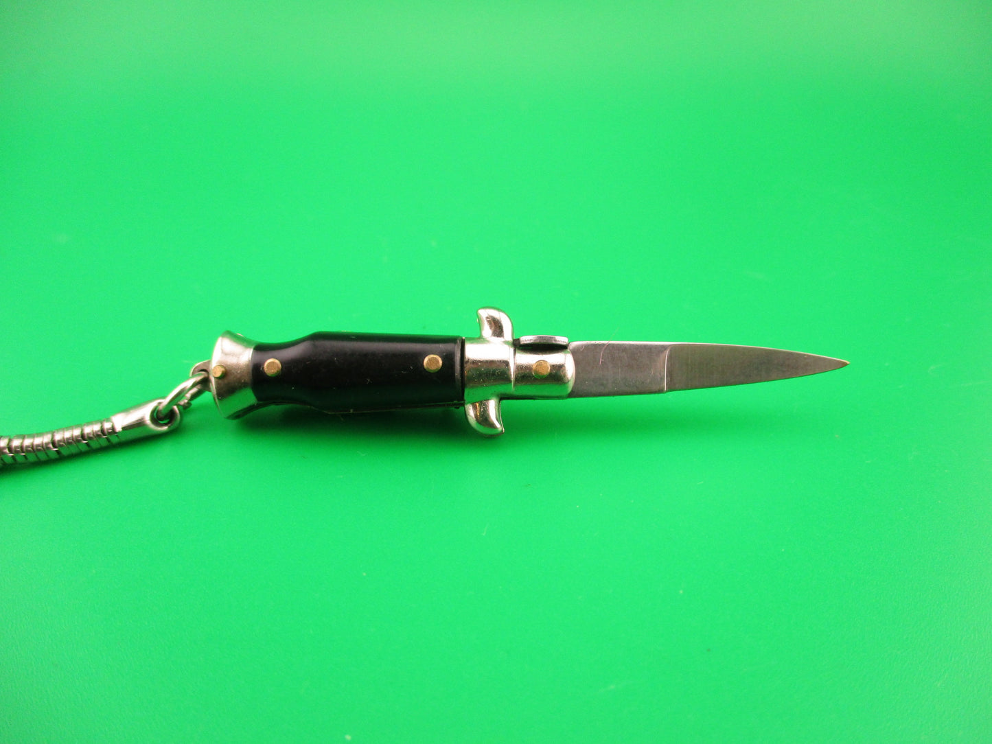 INOX ITALY 7cm Italian Picklock Stiletto Black Keychain automatic tiny knife