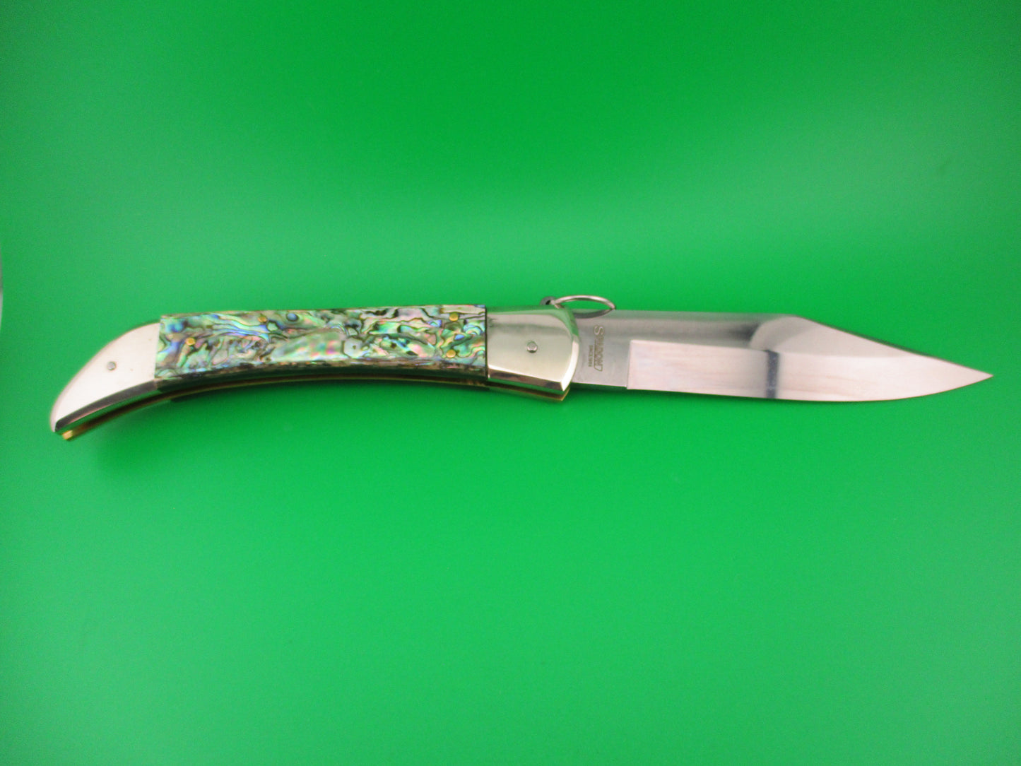DM Dolphin SPADON 28cm Italian Deer foot Abalone Ring pull automatic knife