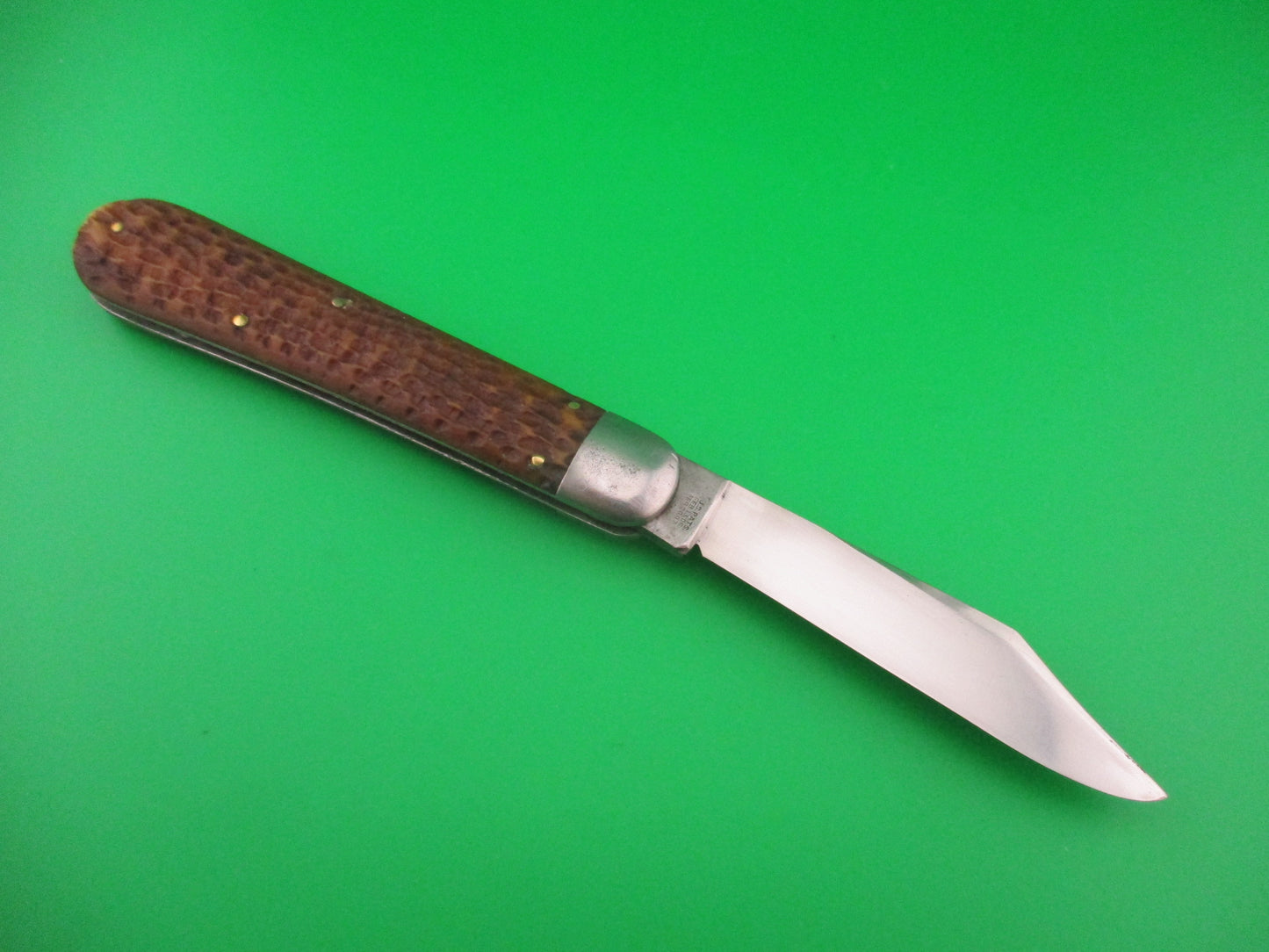 SHAPLEIGH HDW CO 4 7/8" jigged bone Hunter Early vintage automatic knife