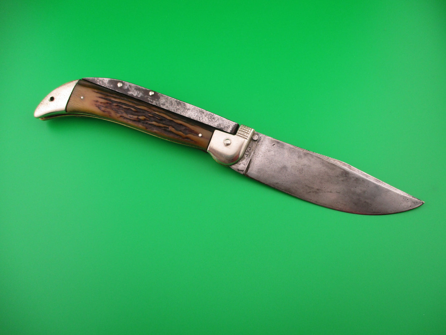 KaBar Large Grizzly Stag #2179 Vintage 1930s switchblade knife made USA