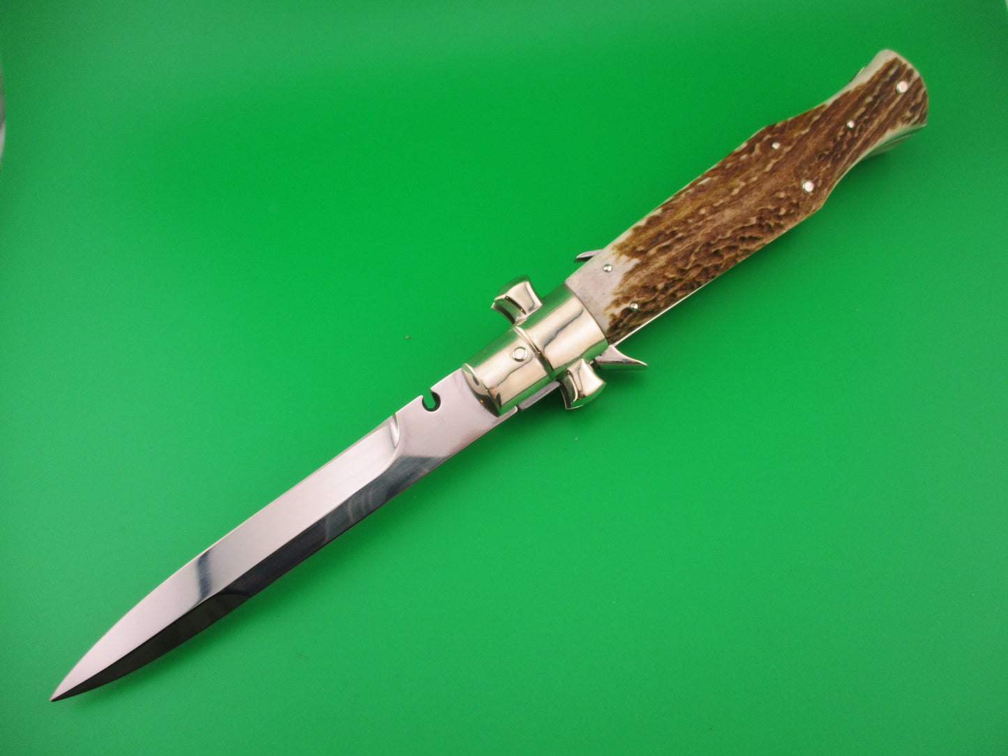 AGA CAMPOLIN ITALY 29cm Italian BLACK WIDOW Stag Fulcrum Wasp Square button knife