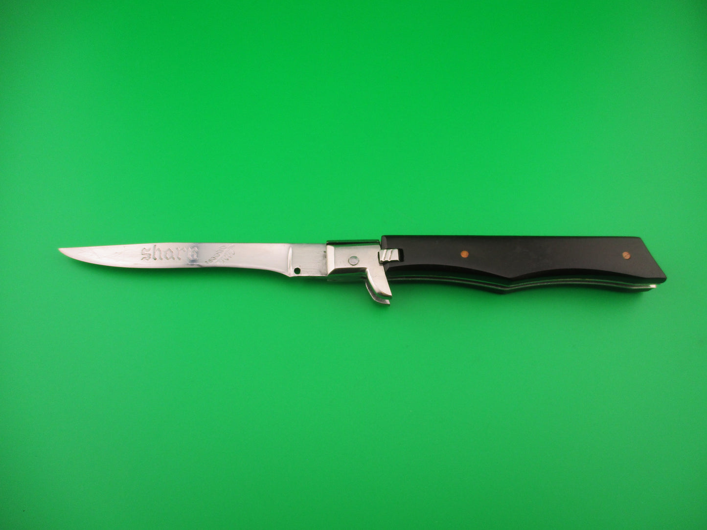 RPK 24cm Russian Prison Knife SHARK Swivel bolster Black & silver automatic knife