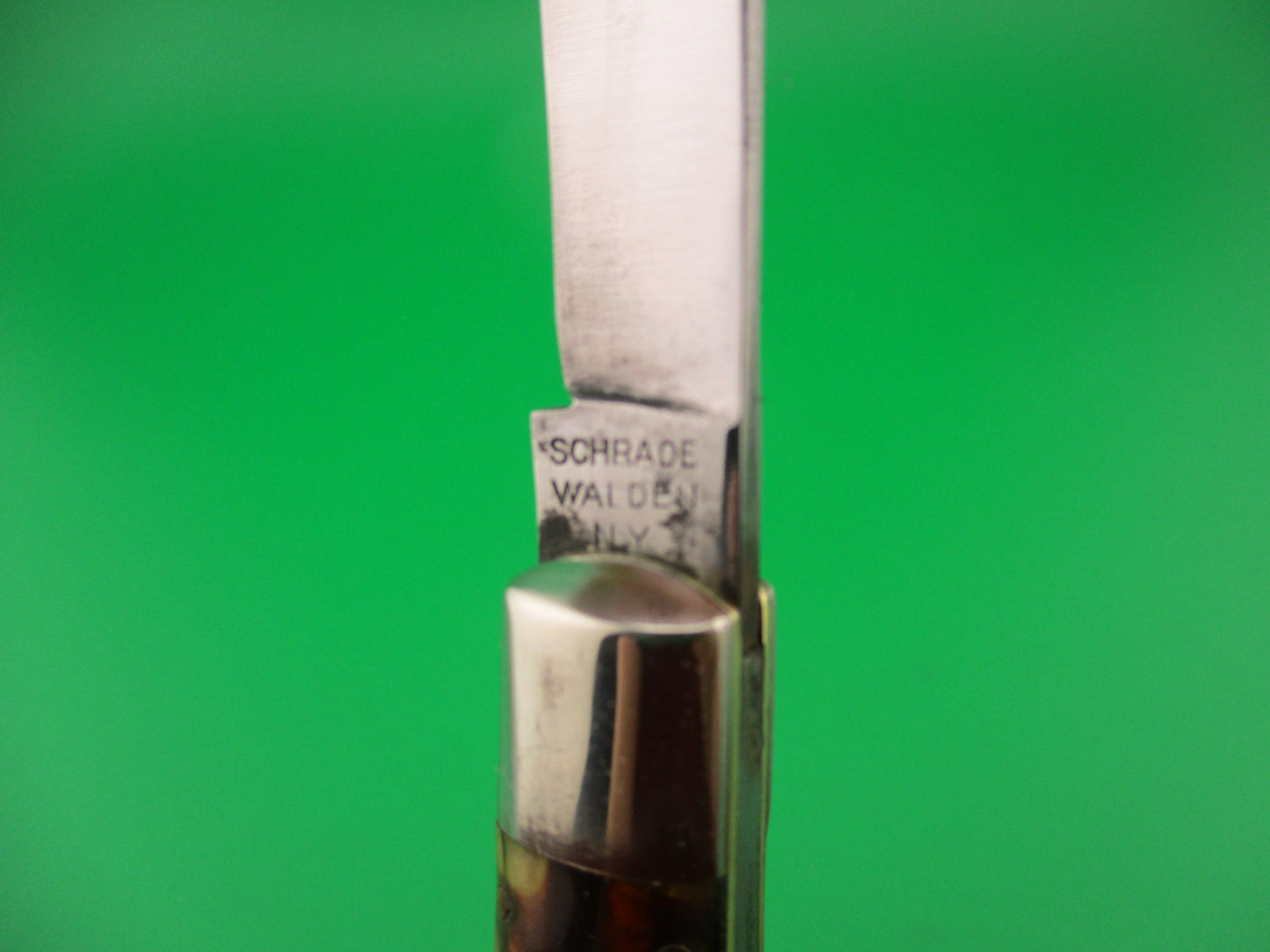 SCHRADE WALDEN #151 Fishtail Butter & Molasses celluloid Vintage automatic knife