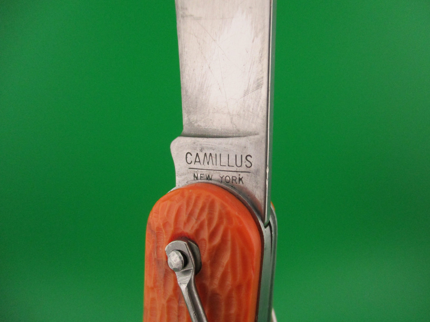 CAMILLUS vintage MC1 Orange paratrooper automatic knife with hook blade