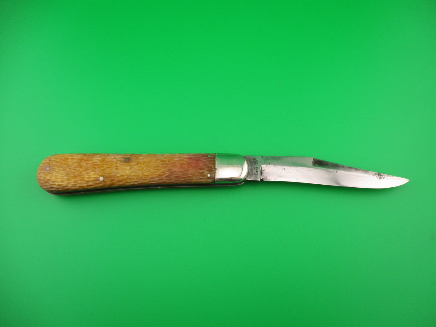SCHRADE CUT CO 1613 3/4 Hunting Knife Saber Grind light bone vintage switchblade