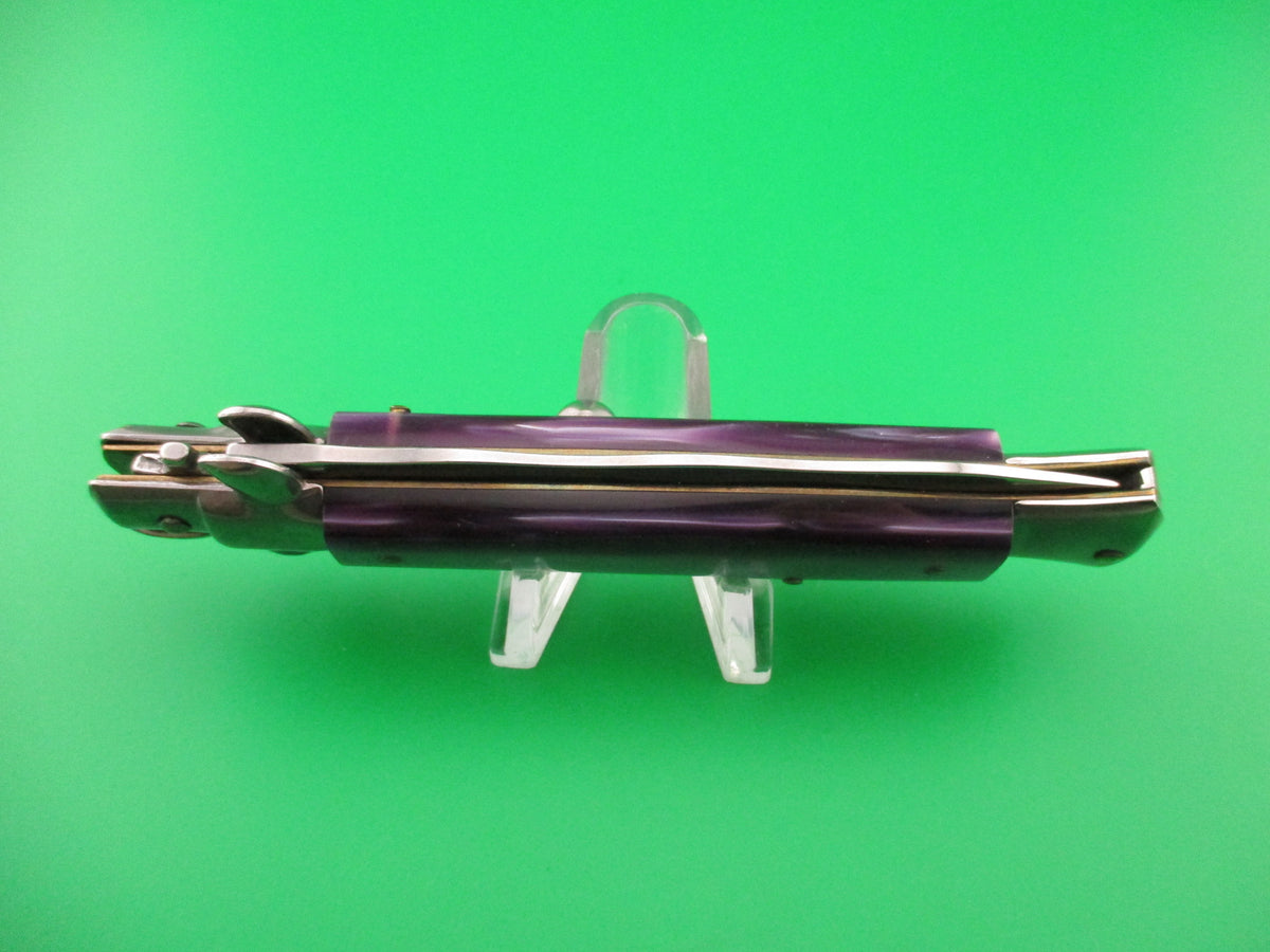 ITALY STAINLESS 22cm Italian Swivel bolster KRIS Purple Acrylic automatic knife