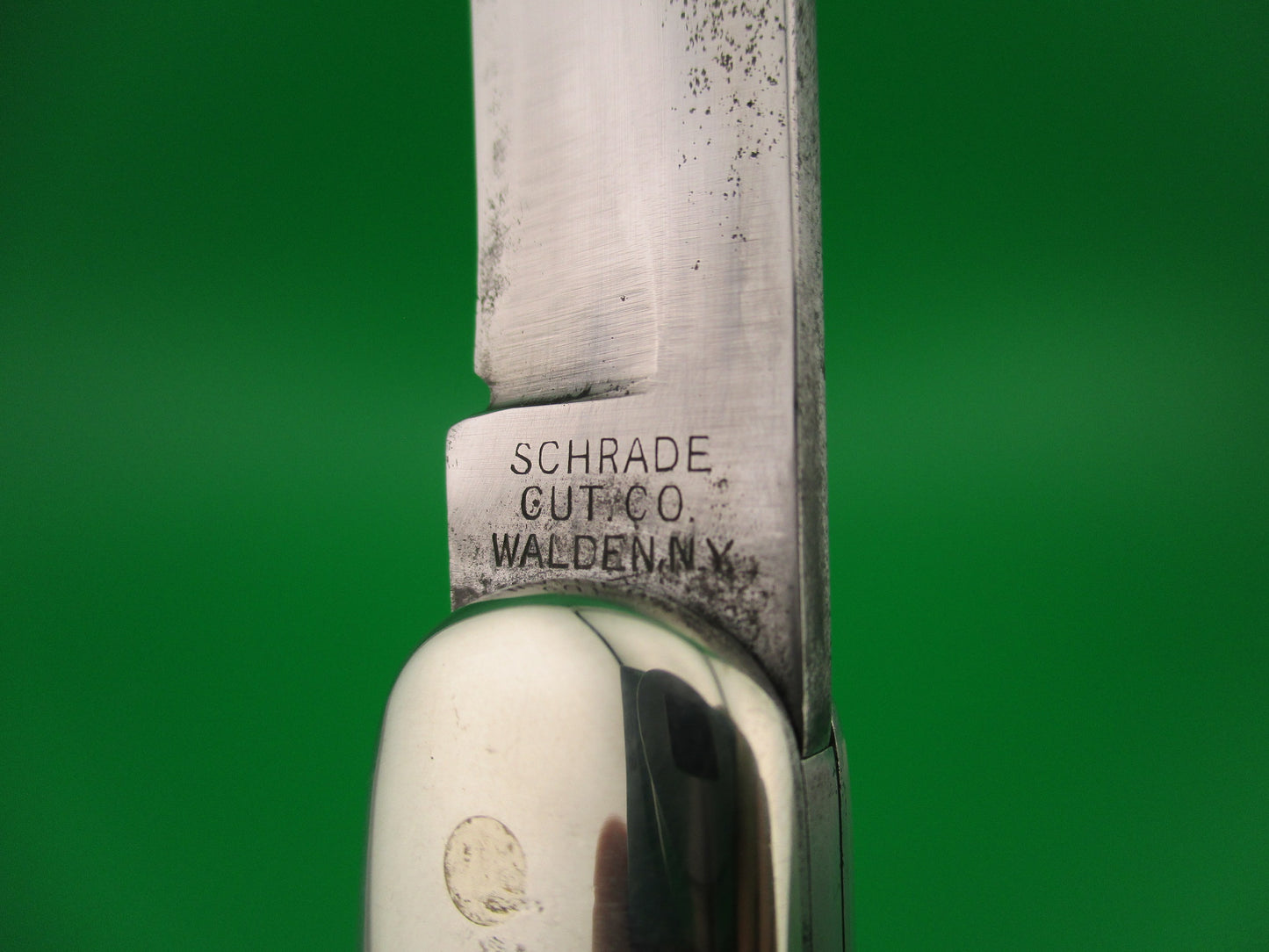 SCHRADE CUT CO 1613 3/4 Hunting Knife Saber Grind light bone vintage switchblade