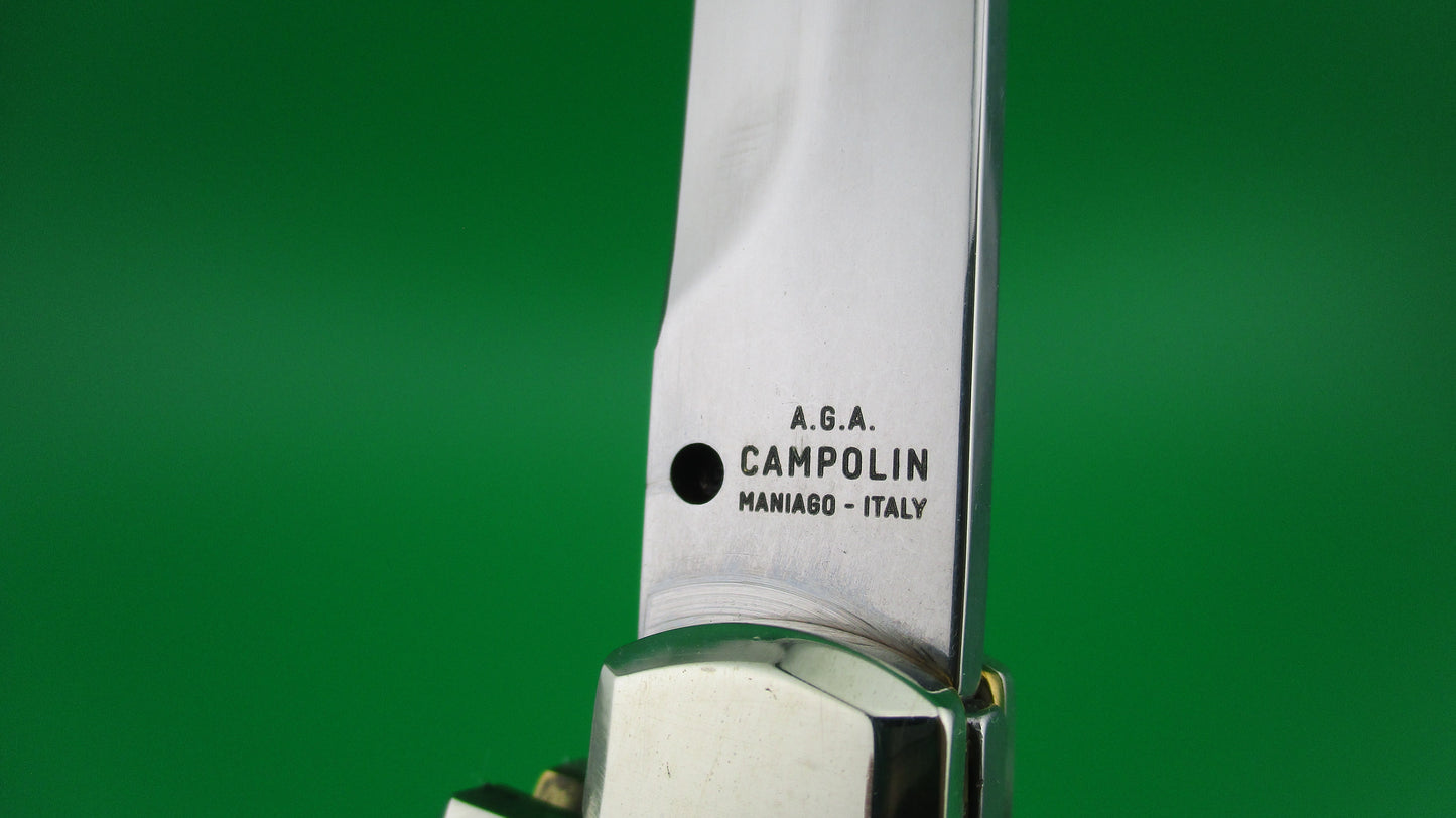 AGA CAMPOLIN 23cm Italian Maltese Stag crossguard automatic knife w box