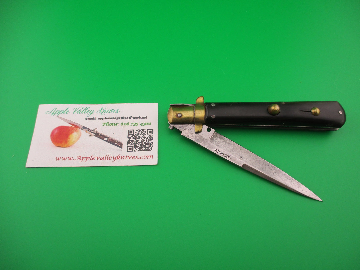 CAMPOBOSSO 22cm Italian Picklock Brass & Horn 1940s vintage automatic knife