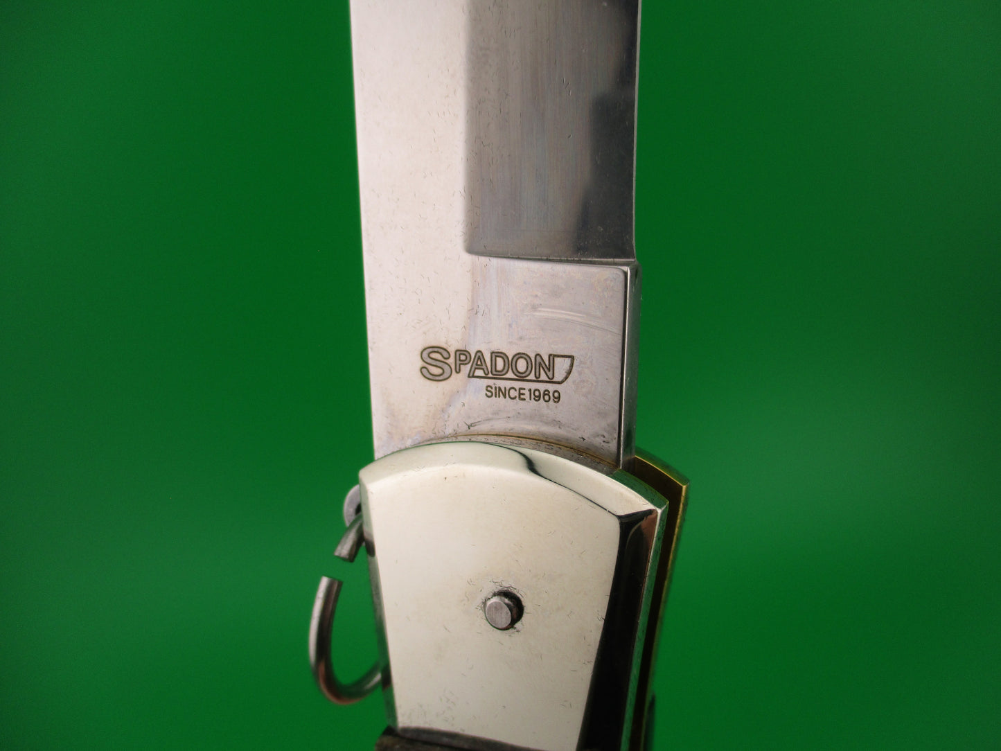 DM Dolphin SPADON 28cm Italian Deer foot Abalone Ring pull automatic knife