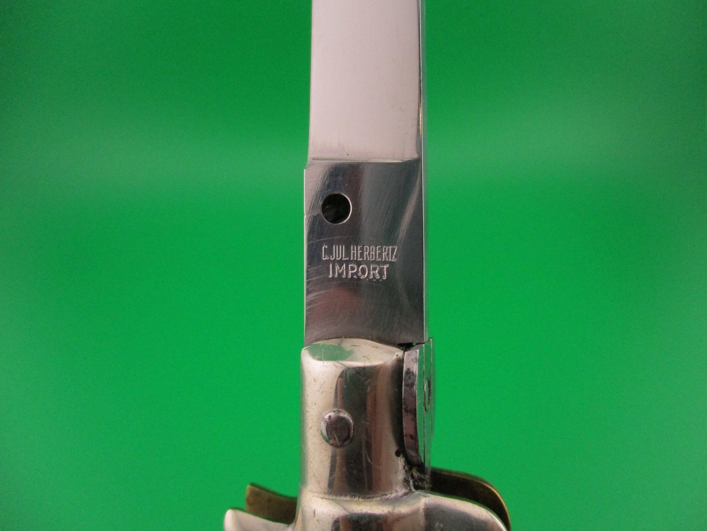C JUL HERBERTZ IMPORT 18cm Italian Transitional Pearlex Stiletto switchblade NOS Red Dot