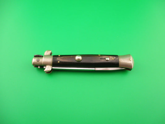 INOX 23cm Italian Picklock Bayonet blade Horn vintage 1950s automatic knife