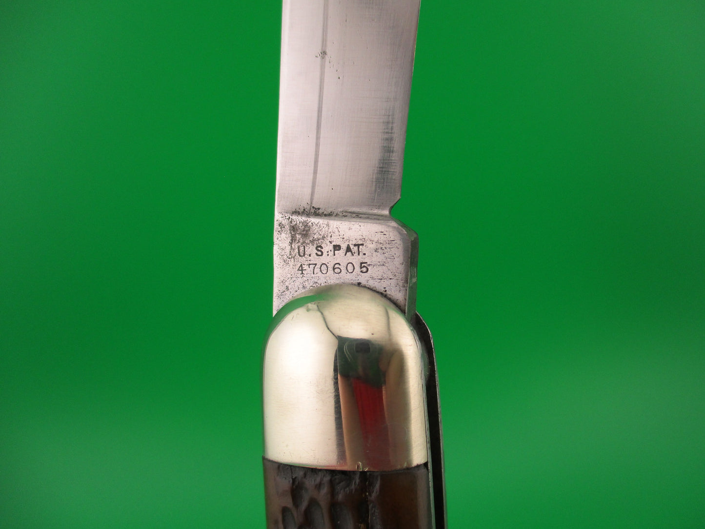 Press Button Knife Co #1000 INVINCIBLE antique bone handled switchblade knife