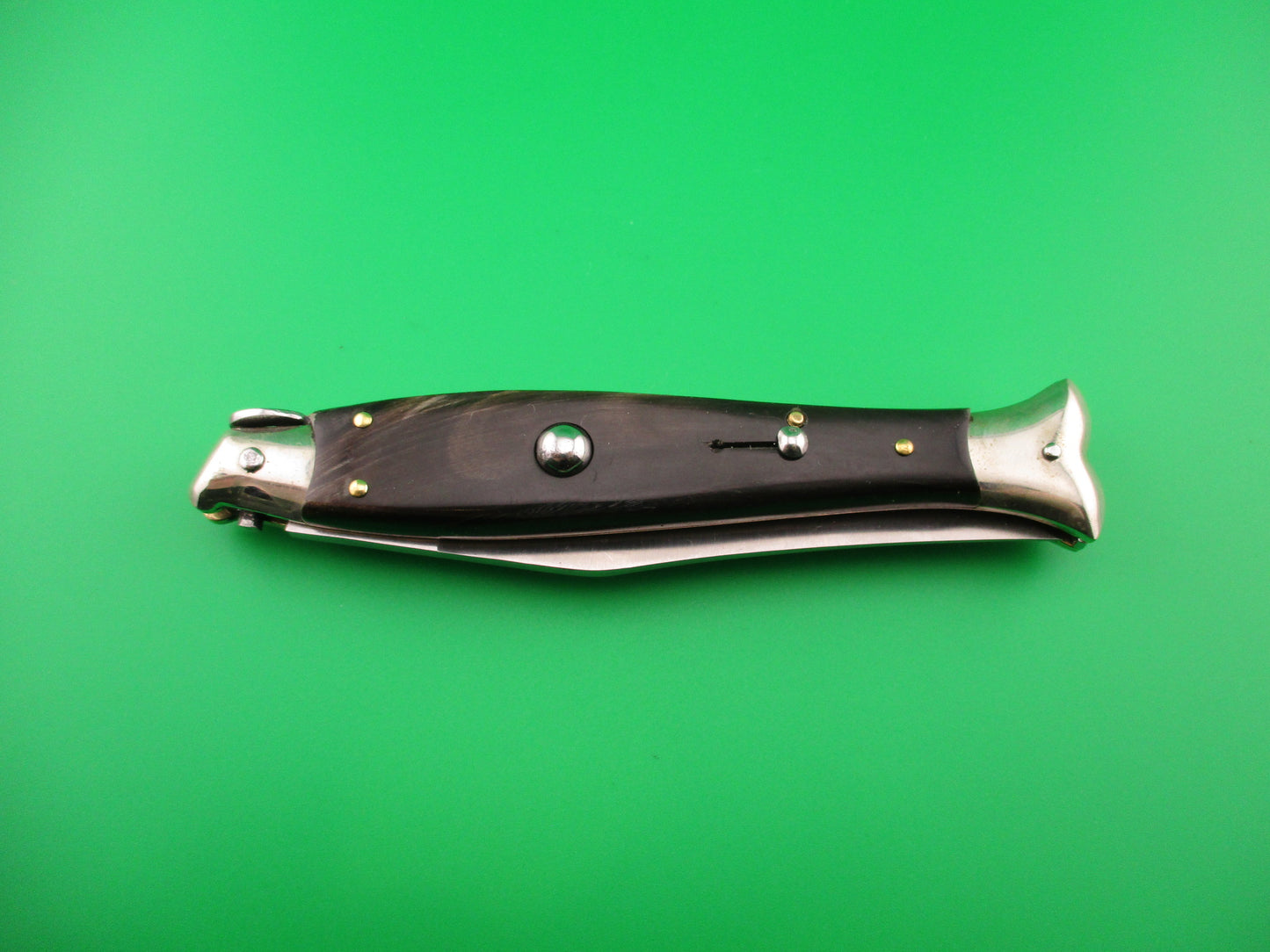 AKC 25cm Italian Picklock Fishtail Dark horn vintage automatic knife