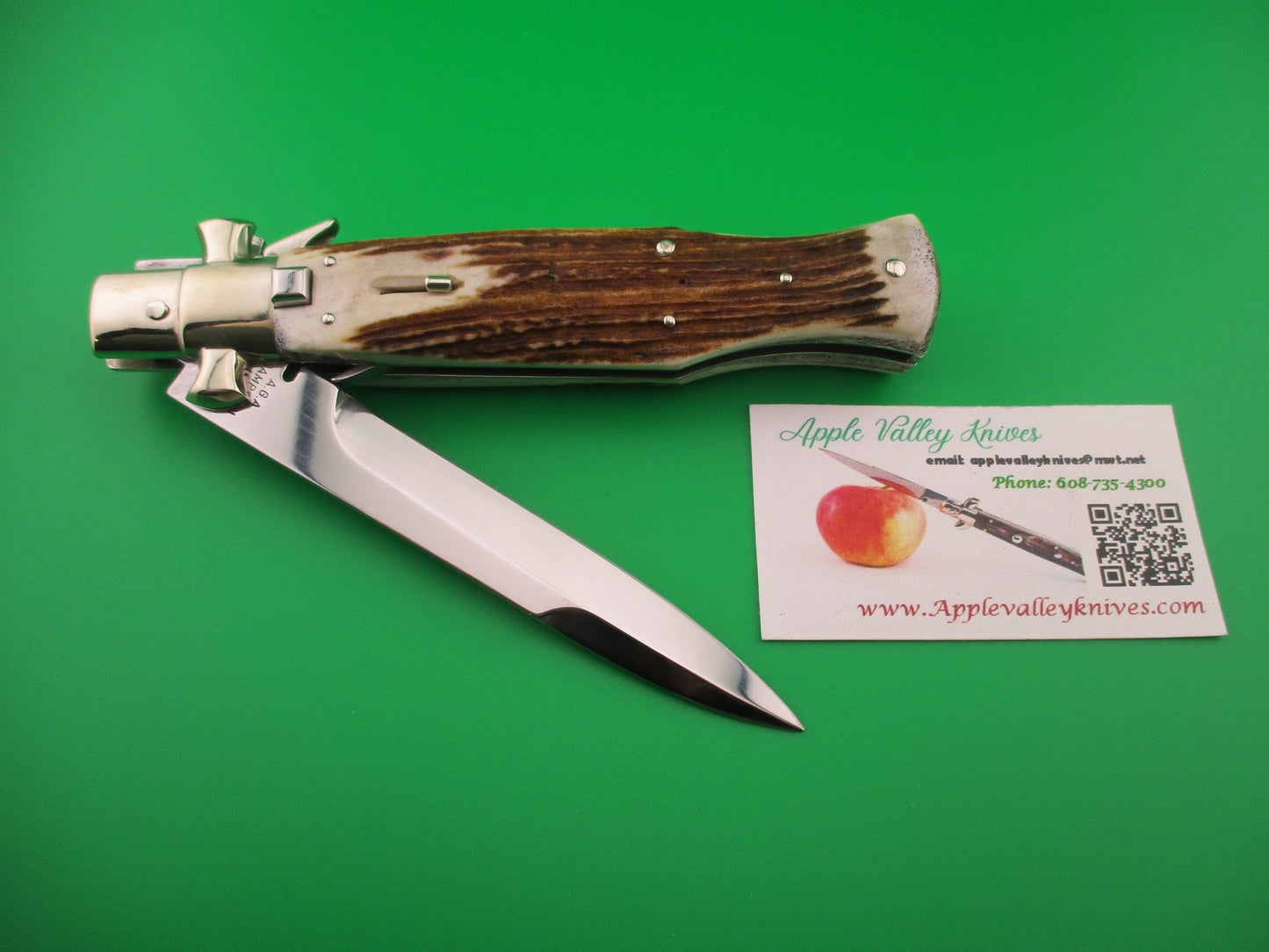 AGA CAMPOLIN ITALY 29cm Italian BLACK WIDOW Stag Fulcrum Wasp Square button knife