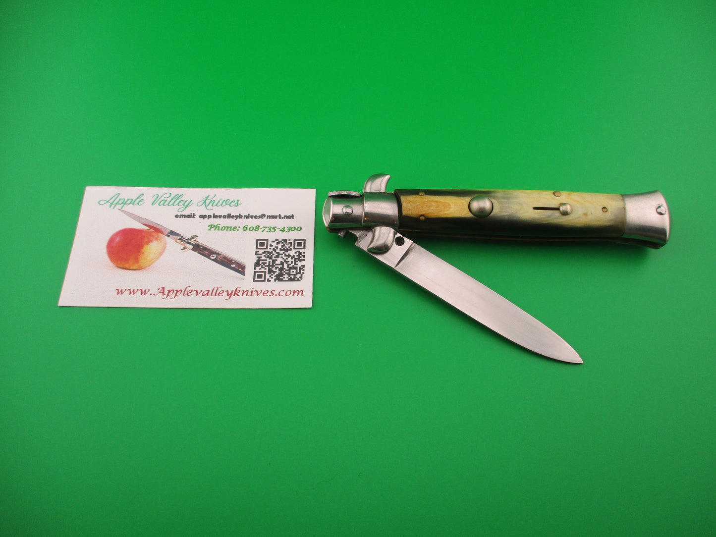 Rostfrei (slant) 21cm Italian Swivel bolster Flat grind genuine horn automatic knife