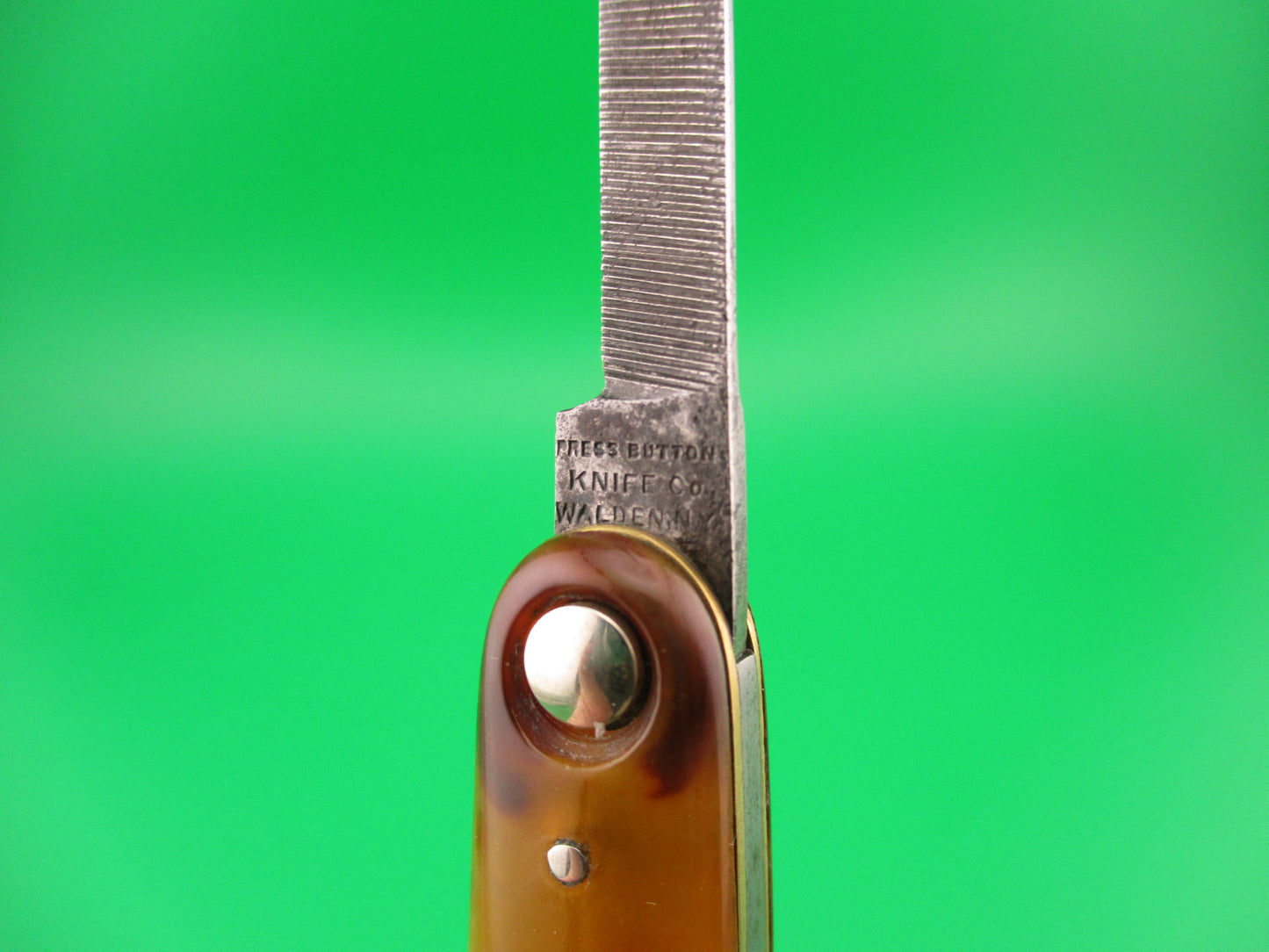 Press Button Knife Co #202 medium double Tortoise celluloid automatic knife