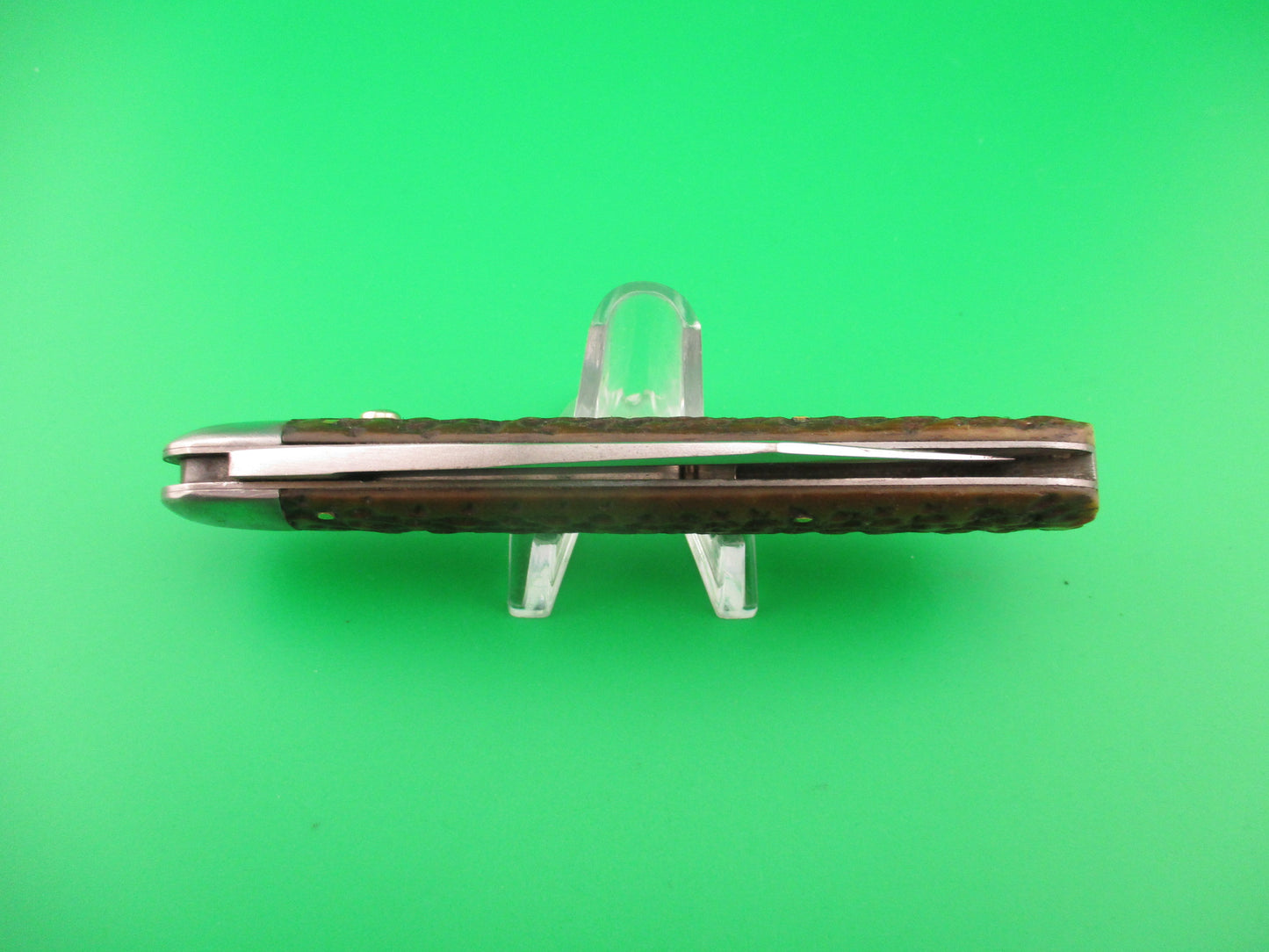 SHAPLEIGH HDW CO 4 7/8" jigged bone Hunter Early vintage automatic knife