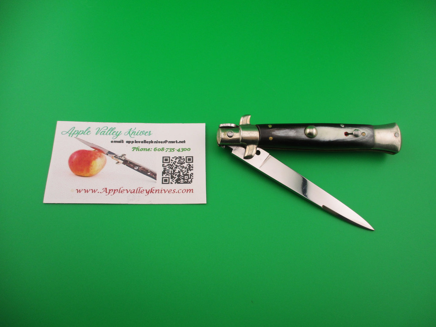 C. Jul Herbertz 21cm Italian Transitional Stiletto Horn Vintage 1960s NOS automatic knife