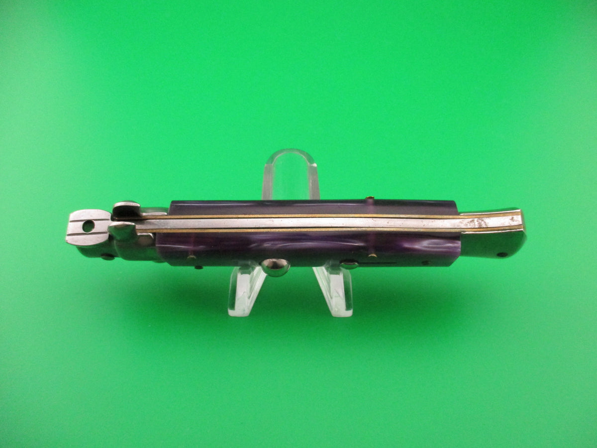 ITALY STAINLESS 22cm Italian Swivel bolster KRIS Purple Acrylic automatic knife