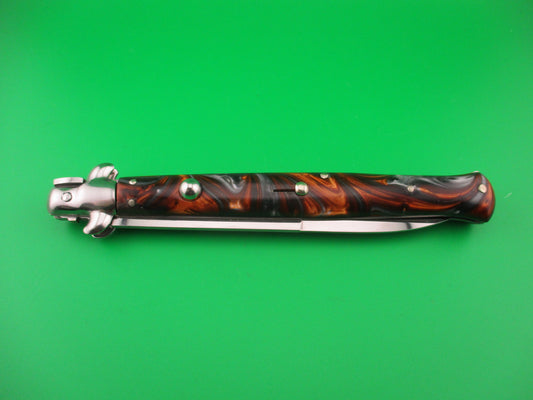 AB ITALY 33cm Italian Swivel Bolster Fantail bayonet Copper & Silver handles automatic knife