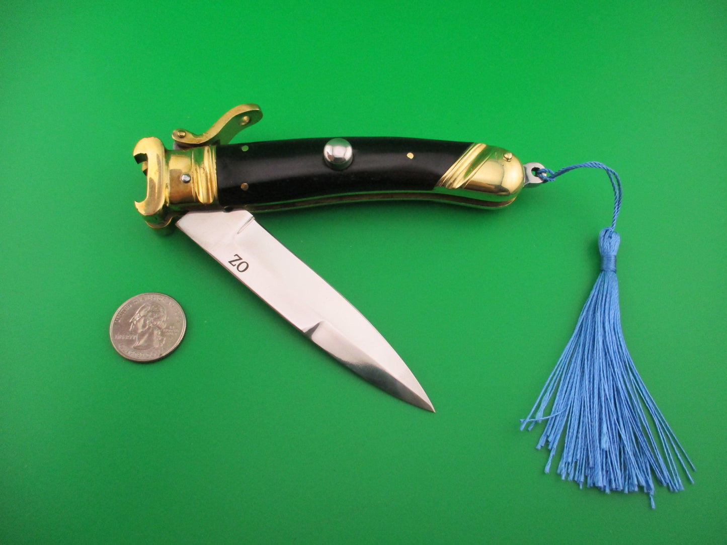 OZ 23cm Scarperia Tonerini Italian Inspired Fulcrum Shell puller Custom Automatic Knife
