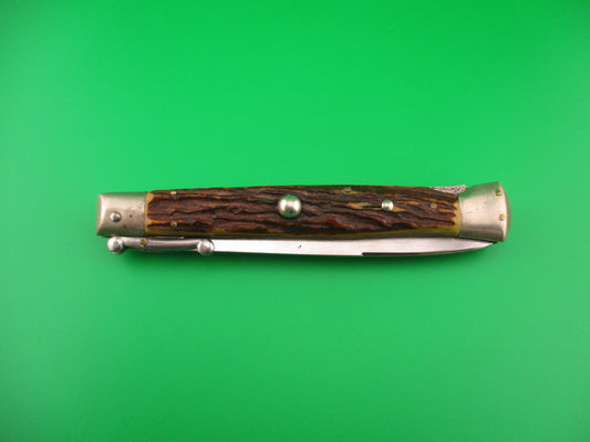 MADE IN ITALY INOXID 28cm Italian Swing Guard Stag Vintage automatic knife