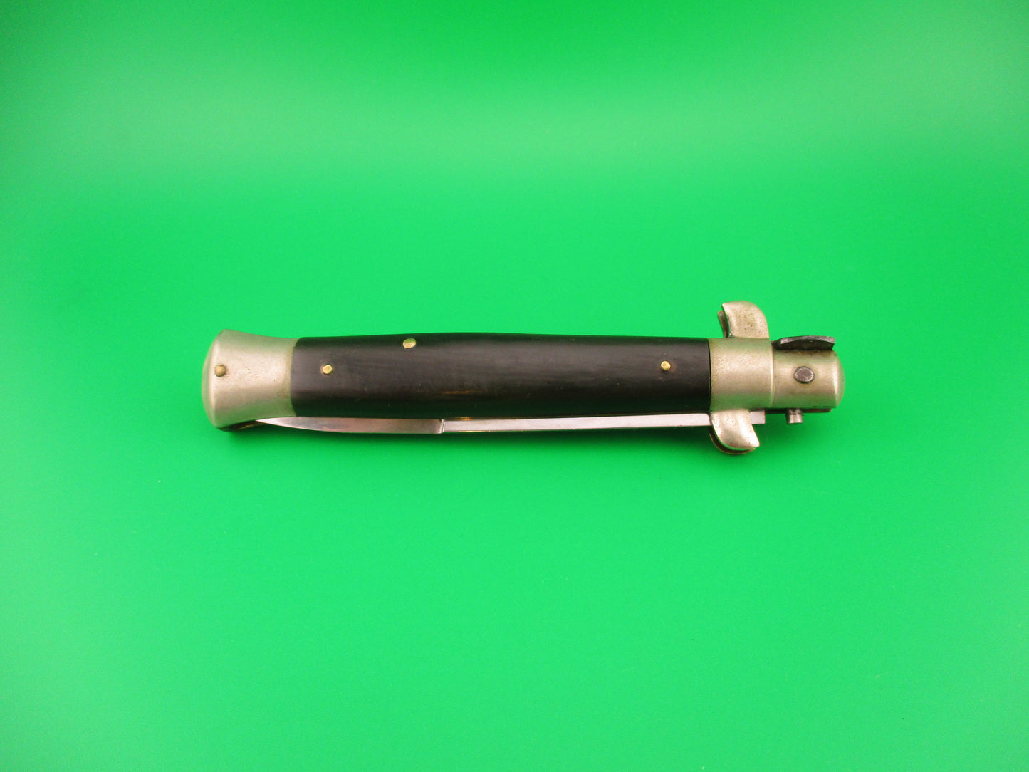 INOX 23cm Italian Picklock Bayonet blade Horn vintage 1950s automatic knife