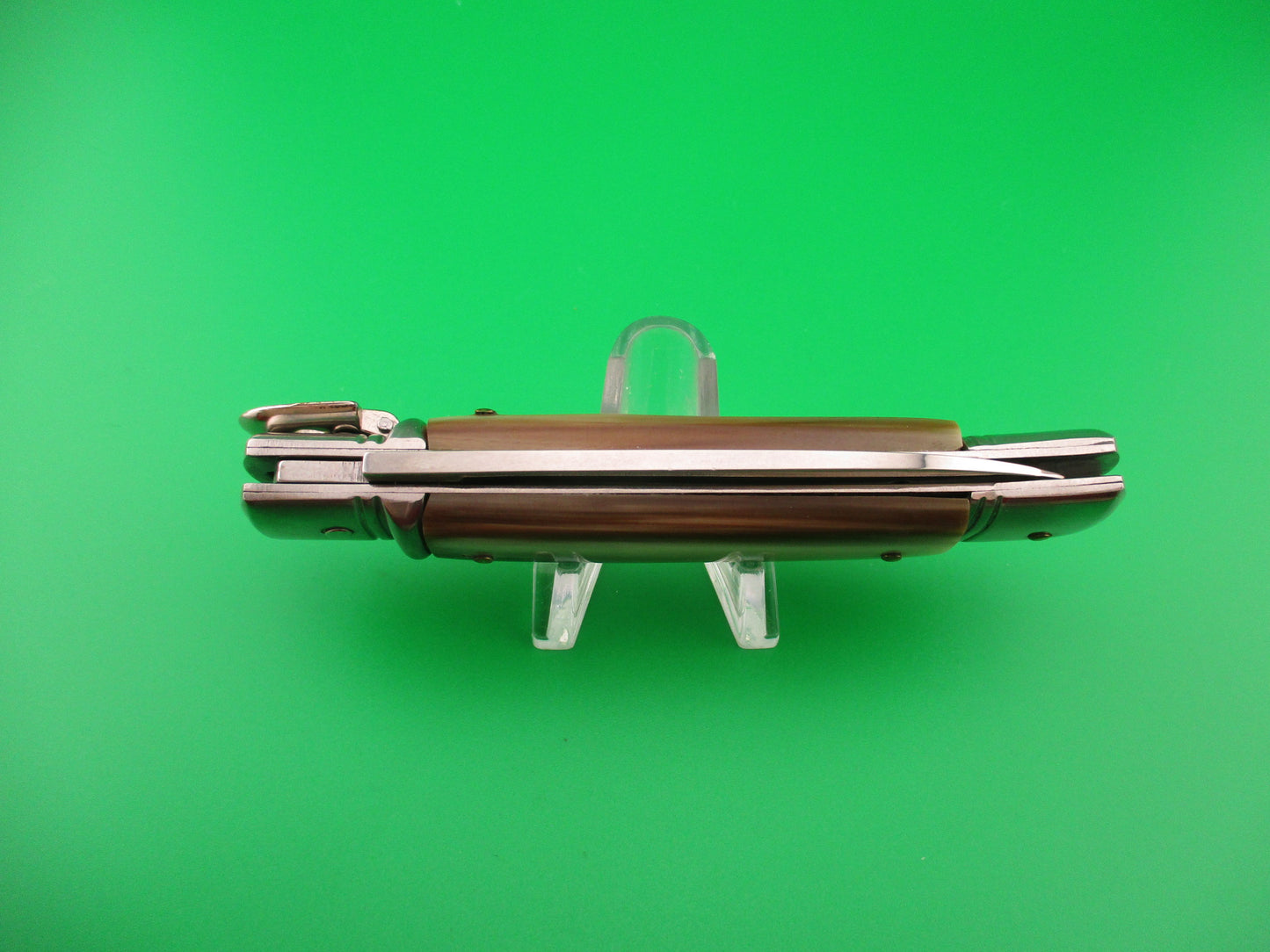 AKC MADE IN ITALY 20cm Italian Lever Honey Horn automatic knife