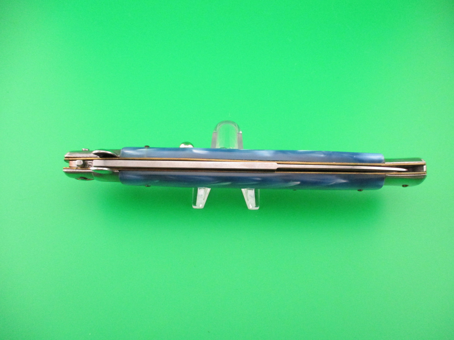 STILETTO ITALY 33cm Italian Swivel bolster Blue Pearl Kirinite automatic knife