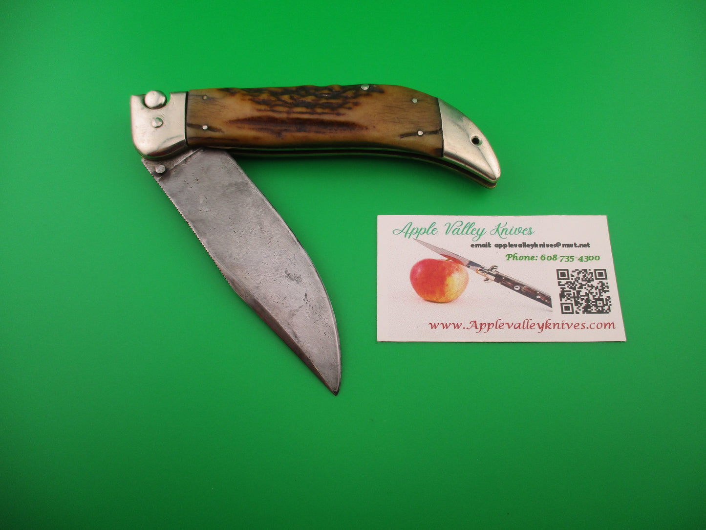 KaBar Large Grizzly Stag #2179 Vintage 1930s switchblade knife made USA